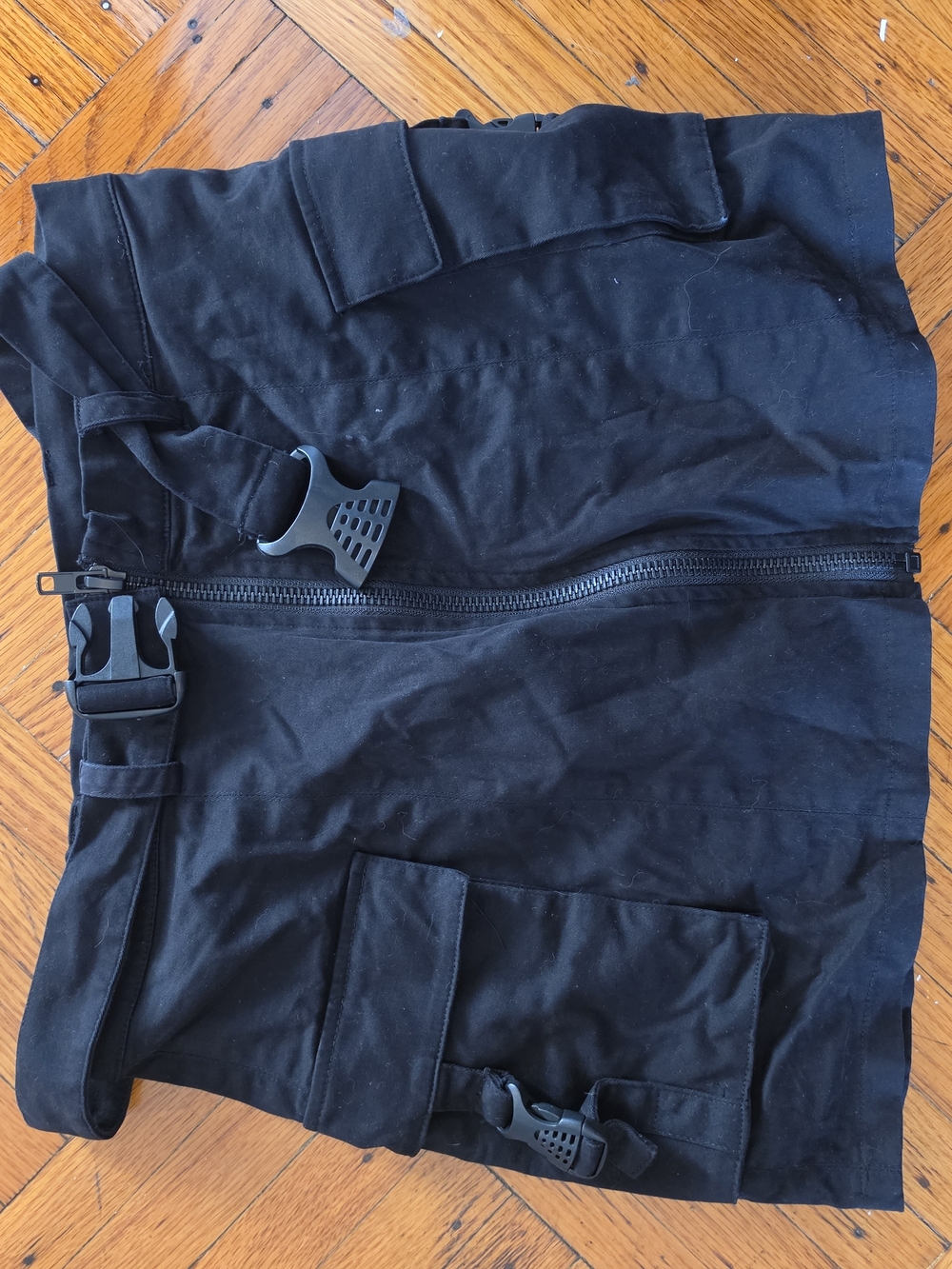 Black Men's Utility Cargo Pants with Buckle Detail